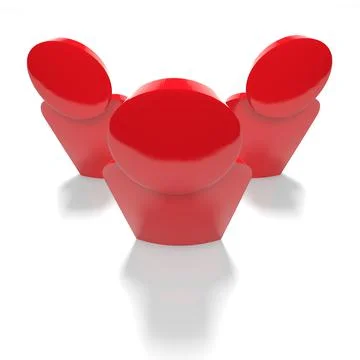 Group of people in red, 3D rendered Stock Illustration