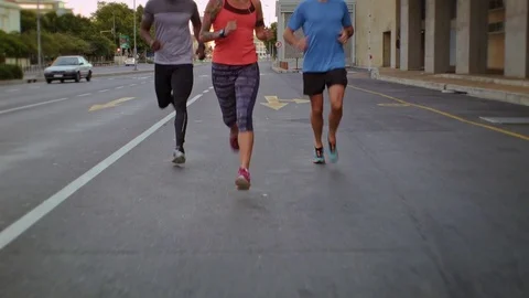 Group of people running jogging fast Stock Footage 71625231