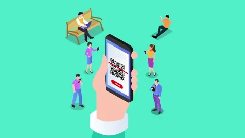 Group of people scanning qr code for payment Stock Footage 202800523