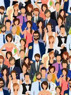 Group of people seamless pattern Illustration