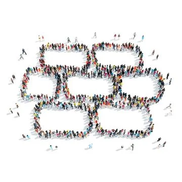 Group  people  shape  brickwork Stock Illustration