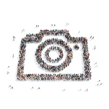 Group people  shape  camera Stock Illustration