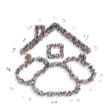 Group people  shape  house clouds Stock Illustration