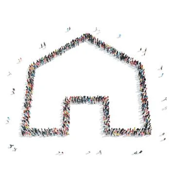 Group  people  shape  house Stock Illustration