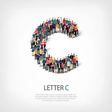 Group  people  shape letter C vector Stock Illustration