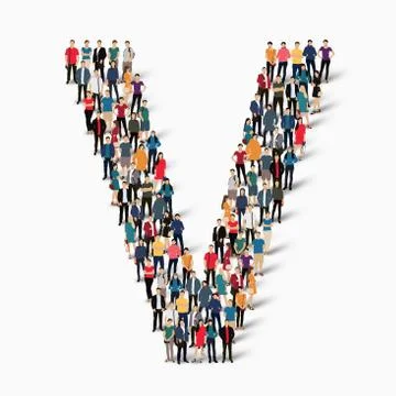 Group  people  shape letter V vector Stock Illustration