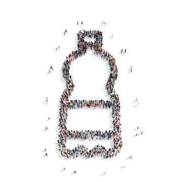 Group  people  shape plastic bottle Stock Illustration