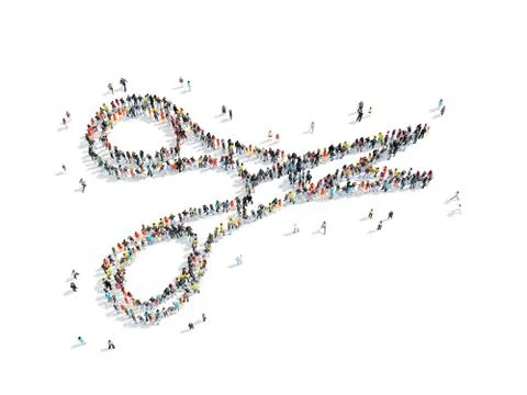 Group  people  shape scissors Stock Illustration