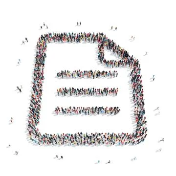 Group  people  shape sheet  letter Stock Illustration
