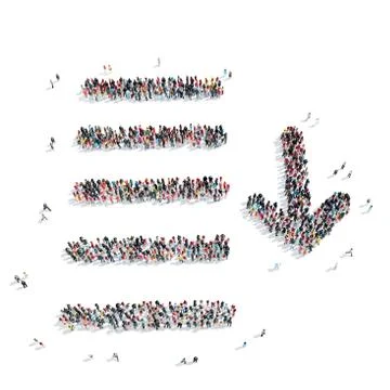 Group  people  shape sheet  letter Stock Illustration