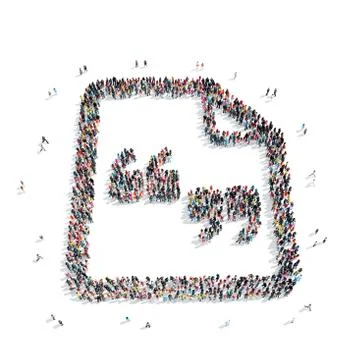 Group  people  shape sheet  letter Stock Illustration