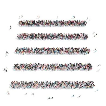 Group  people  shape sheet  letter Stock Illustration