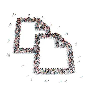 Group  people  shape sheet  letter Stock Illustration