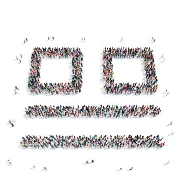 Group  people  shape sheet  letter Stock Illustration
