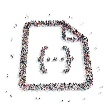 Group  people  shape sheet  letter Stock Illustration