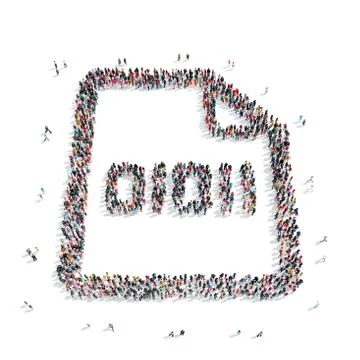 Group  people  shape sheet  letter Stock Illustration