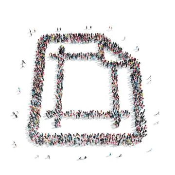 Group  people  shape sheet  letter Stock Illustration