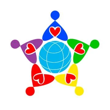 Group of people in the shape of a star, vector illustration. Stock Illustration