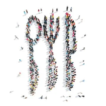 Group  people  shape  table set  cartoon Stock Illustration