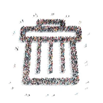Group people shape  trash can Illustrazione stock