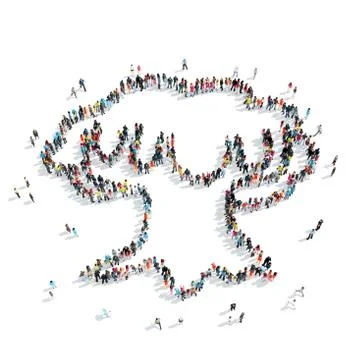 Group people  shape  tree cartoon Stock Illustration