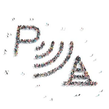 Group  people  shape  wi-fi Stock Illustration