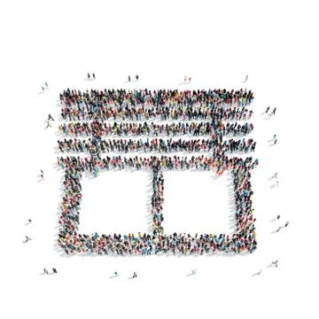 Group  people  shape  window Stock Illustration