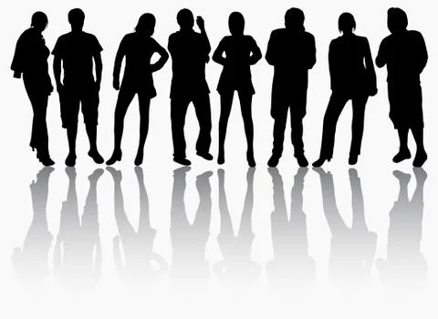 Group of people silhouettes Illustrazione stock