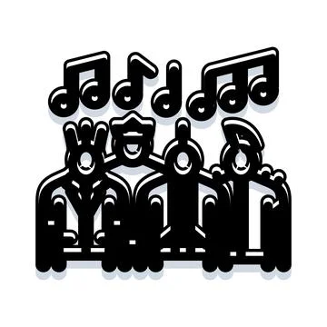 Group of people singing music notes party Ilustración de archivo