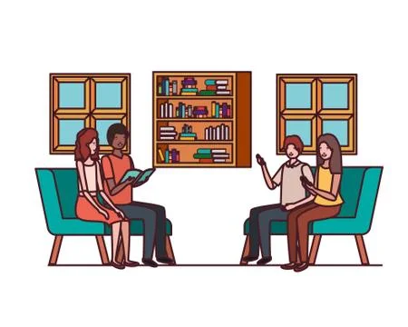 Group of people sitting in the work office Stockillustratie