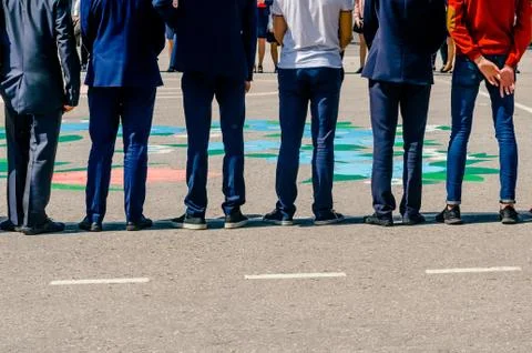 Group of people standing back Foto stock