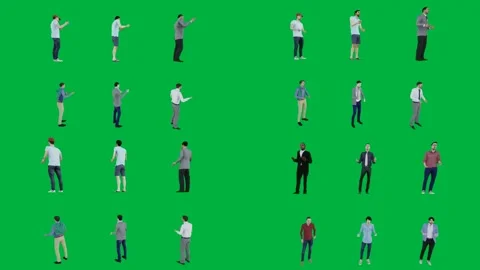 A group of people standing in circle on green screen and talking animated Vídeos de archivo 333002895