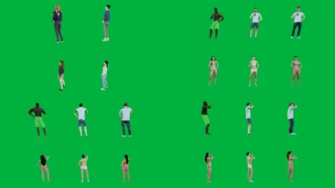 A group of people standing in circle on green screen and line animated Vídeos de archivo 333002918