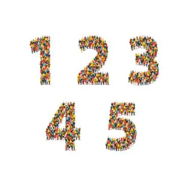 Group of people standing in different digital figures 스톡 일러스트