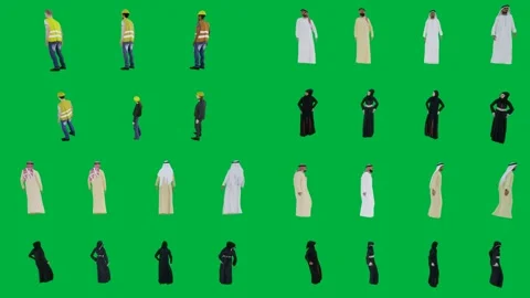 A group of people standing in front green screen and different poses on Vídeos de archivo 333002791