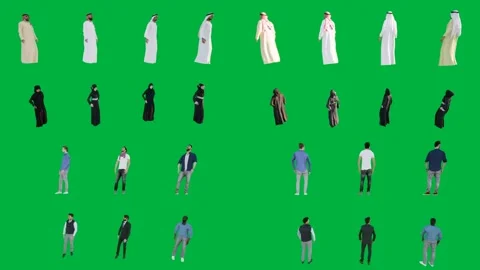 A group of people standing in front green screen and line on animated Vídeos de archivo 333002804