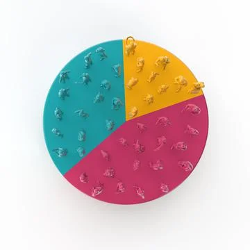 Group of people standing on a pie chart. public voting and statistic. 3D Render Stock Illustration