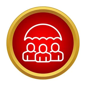 Group of people standing under umbrella icon representing protection Stock Illustration