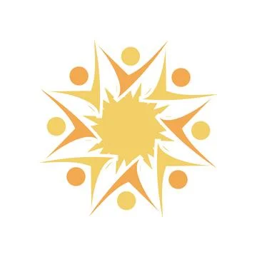 Group people sun icon vector logo template illustration design Stock Illustration