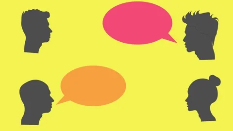 Group Of People Talking and Communicating with Speech Bubble. Talk Bubble a.. Stock Footage 305670489