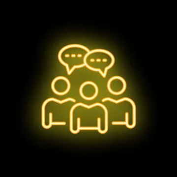 Group of people talking with speech bubbles neon sign icon Illustration