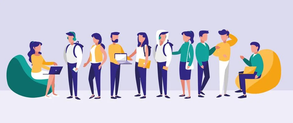 Group of people with technology イラスト素材