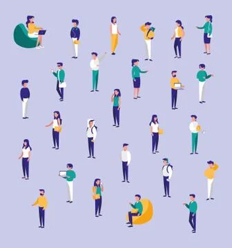 Group of people with technology イラスト素材