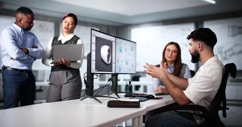 Group Of People Using 3D Design Software Stock Photos
