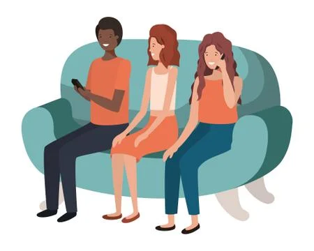 Group of people using smartphone avatar character Stock Illustration
