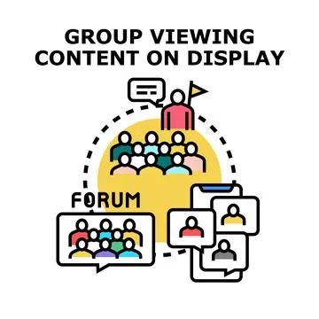 Group of people viewing content on a digital forum 스톡 일러스트
