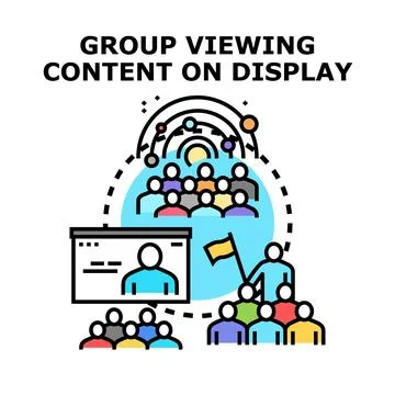 Group of people viewing online content together Stock Illustration