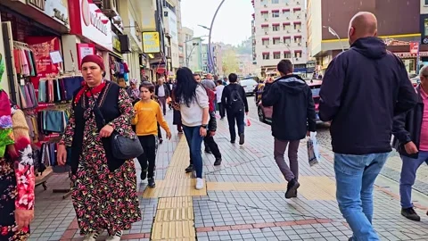 A group of people walking down a set of stairs Video stock 272904338