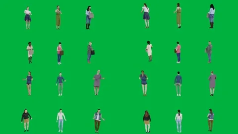 A group of people walking on green screen and together animated chromakey Vídeos de archivo 333002850