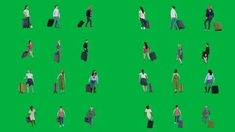 A group of people walking on green screen and across animated chromakey Vídeos de archivo 333002945